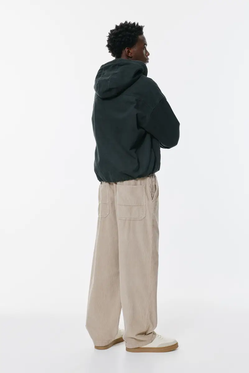Pantaloni Jogger Baggy In Velluto A Coste Grigio miniatura 2