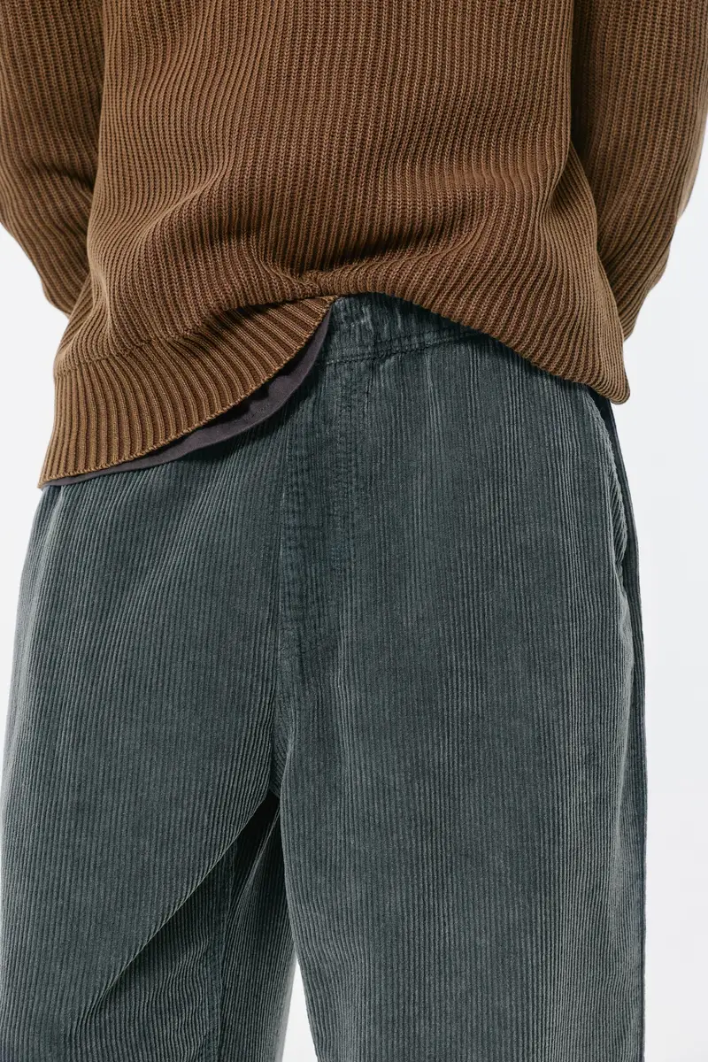 Pantaloni Jogger Baggy In Velluto A Coste Grigio antracite miniatura 3