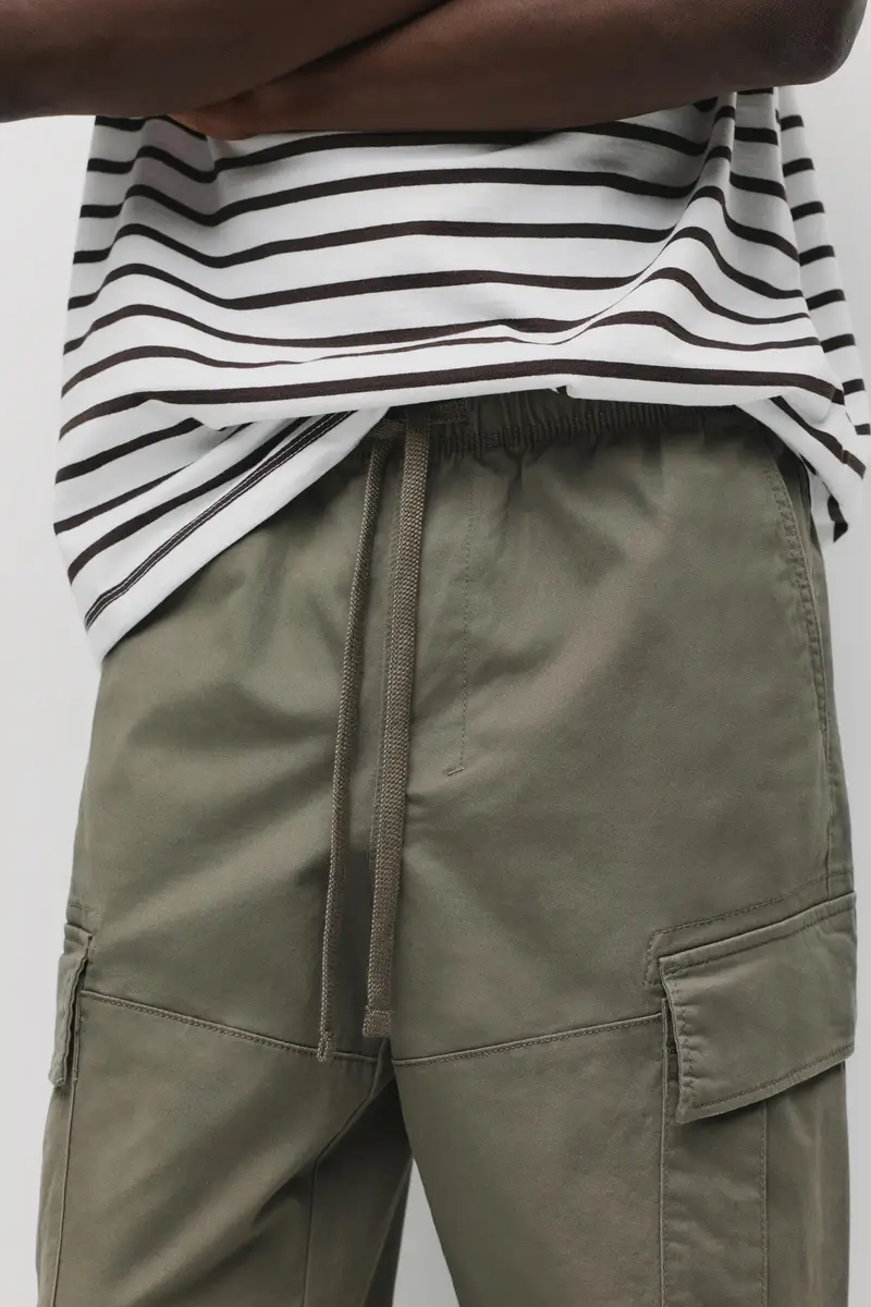 Pantaloni Jogger Cargo Kaki miniatura 3