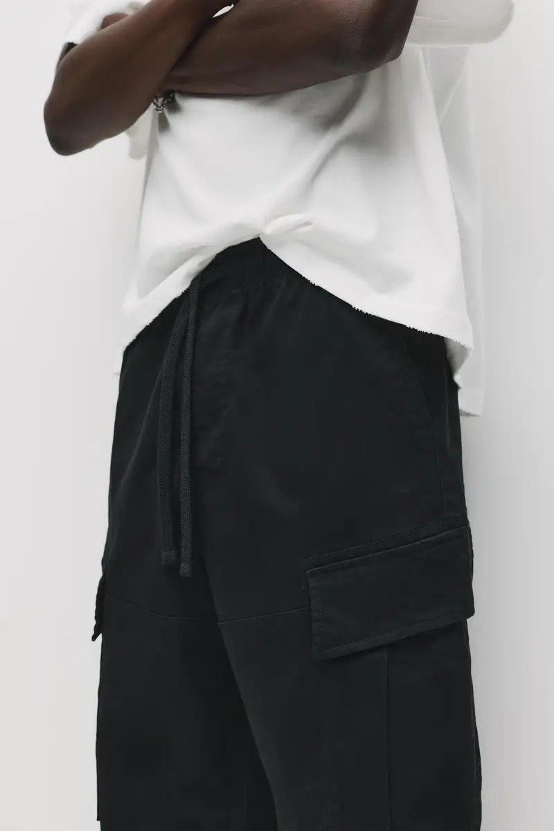 Pantaloni Jogger Cargo Nero miniatura 3