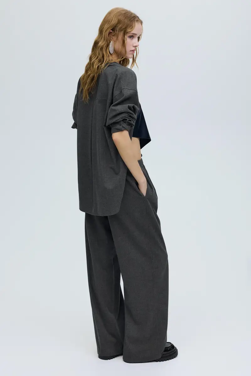 Pantaloni Jogger Gessato Grigio miniatura 3