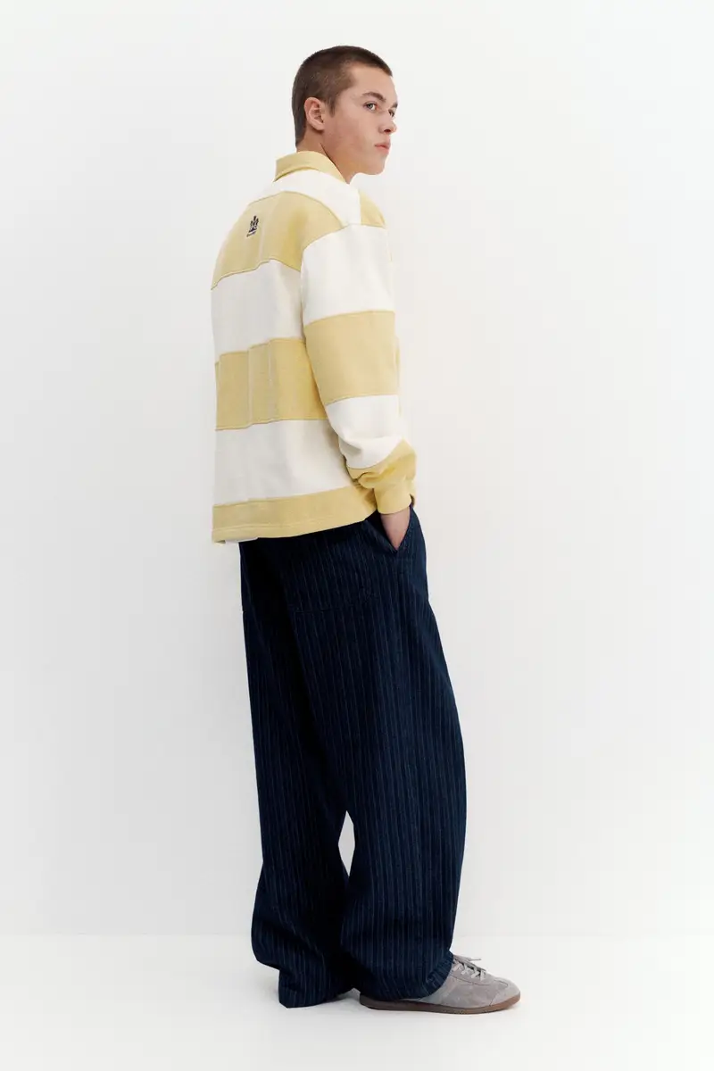 Pantaloni Jogger In Denim A Righe Blu marino miniatura 2