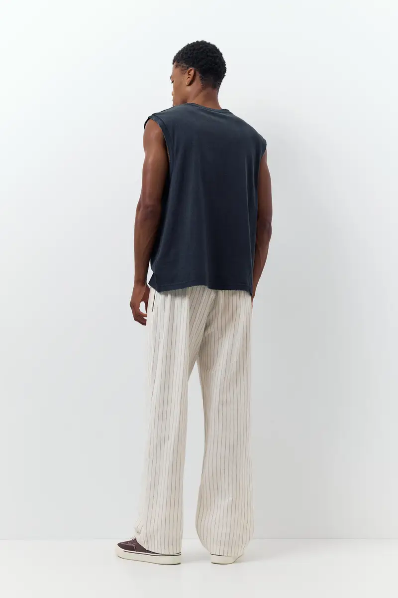 Pantaloni Jogger In Lino A righe miniatura 3