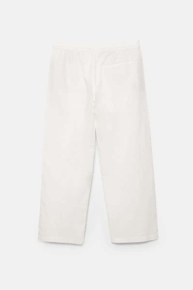 Pantaloni Jogger Misto Lino Bianco miniatura 2