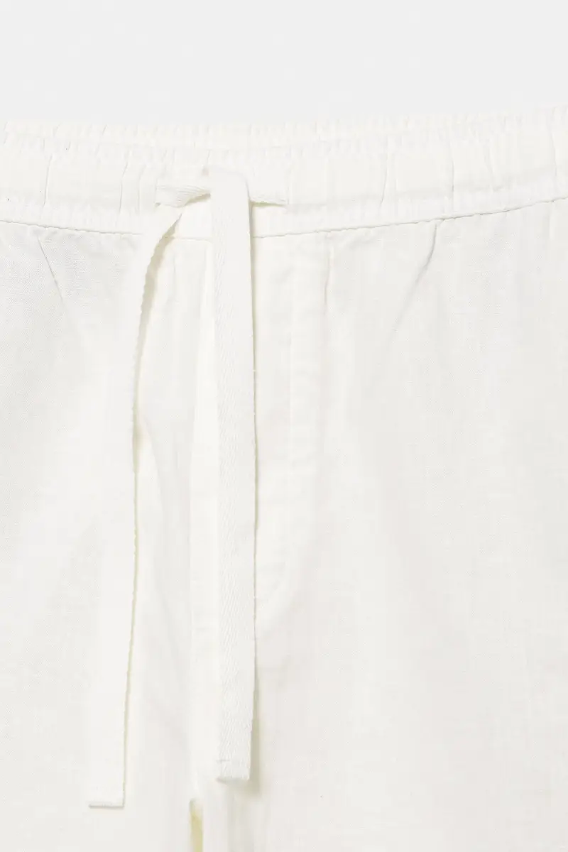 Pantaloni Jogger Misto Lino Bianco miniatura 3