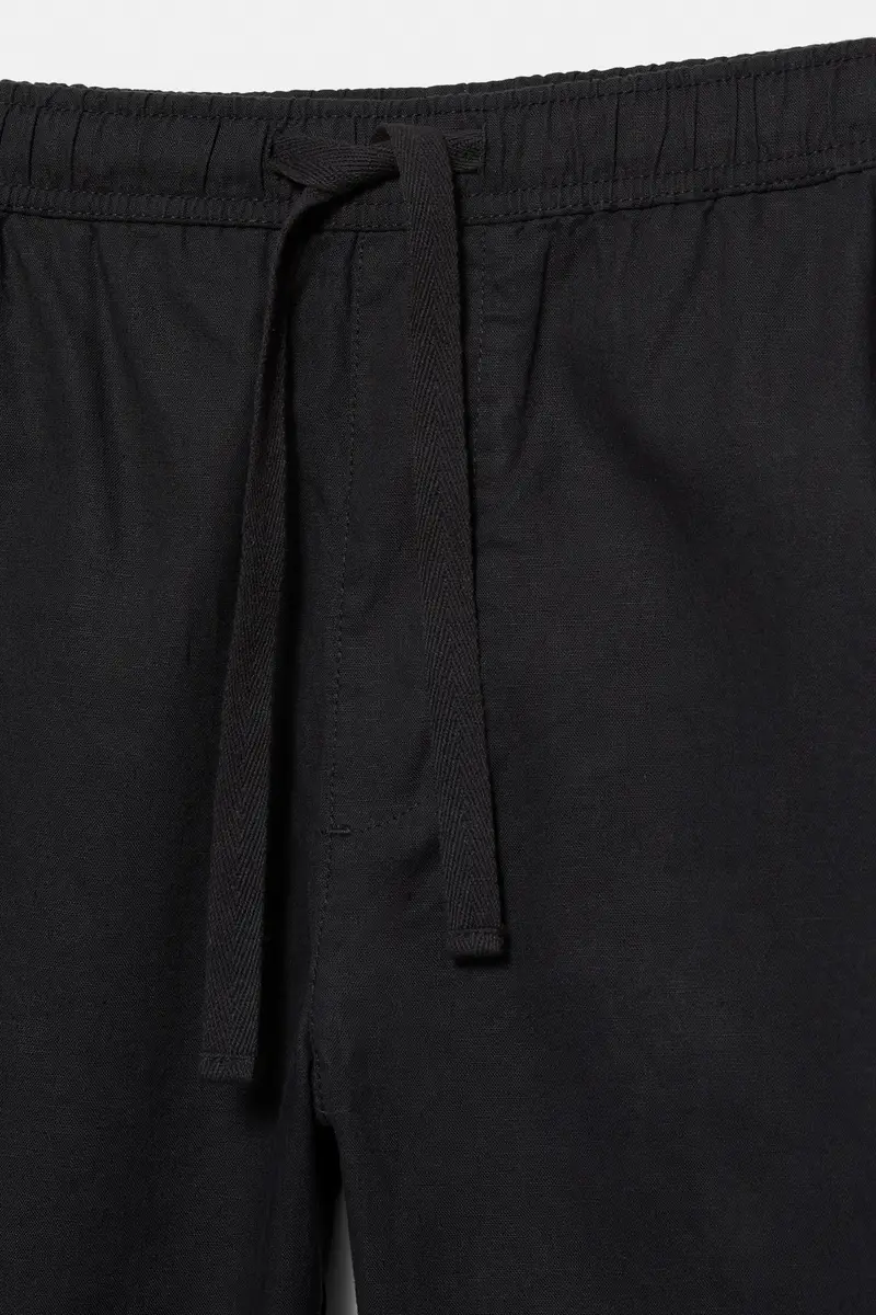 Pantaloni Jogger Misto Lino Nero miniatura 3