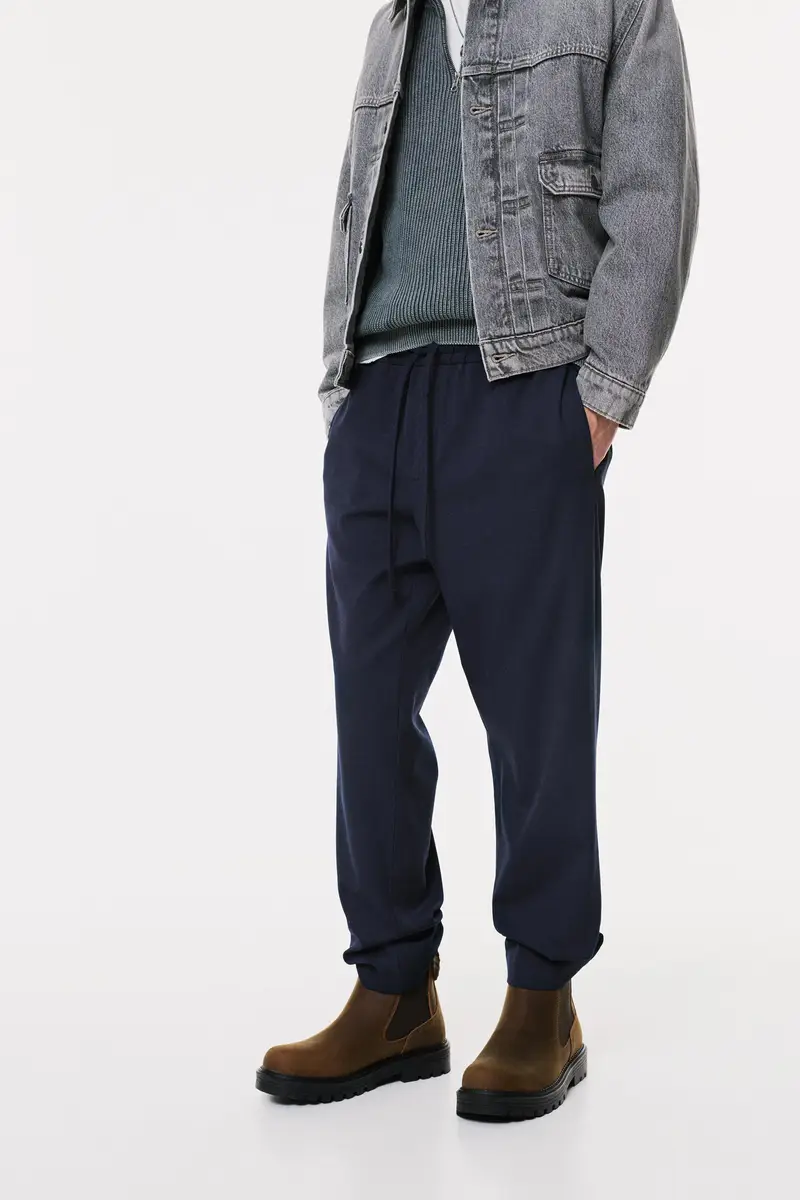 Pantaloni Jogger Tailored Fit Blu marino miniatura 2