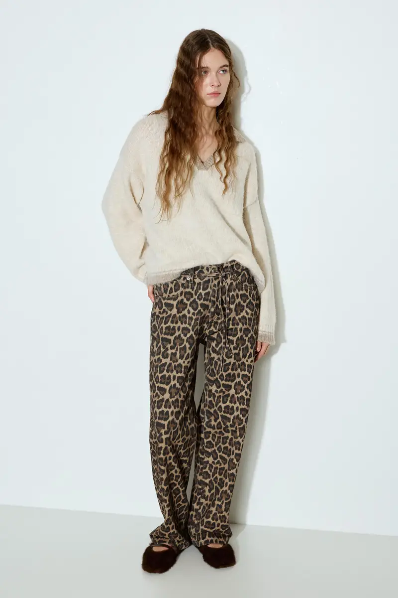 Pull&bear Pantaloni leopardati con cordoncino