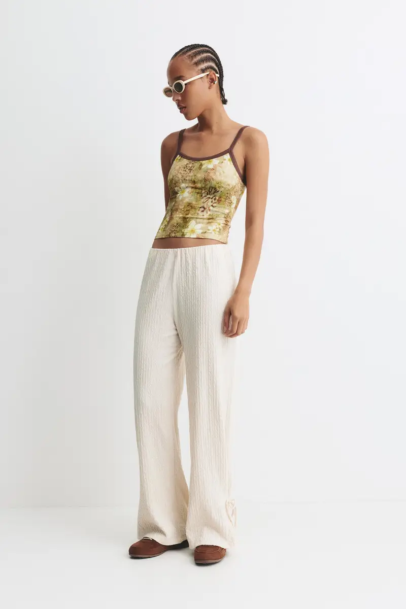 Pantaloni Misto Lino Nodi Beige