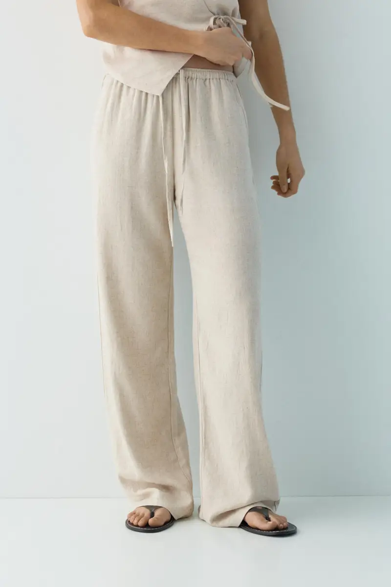 Pantaloni Morbidi In Lino Naturale miniatura 3