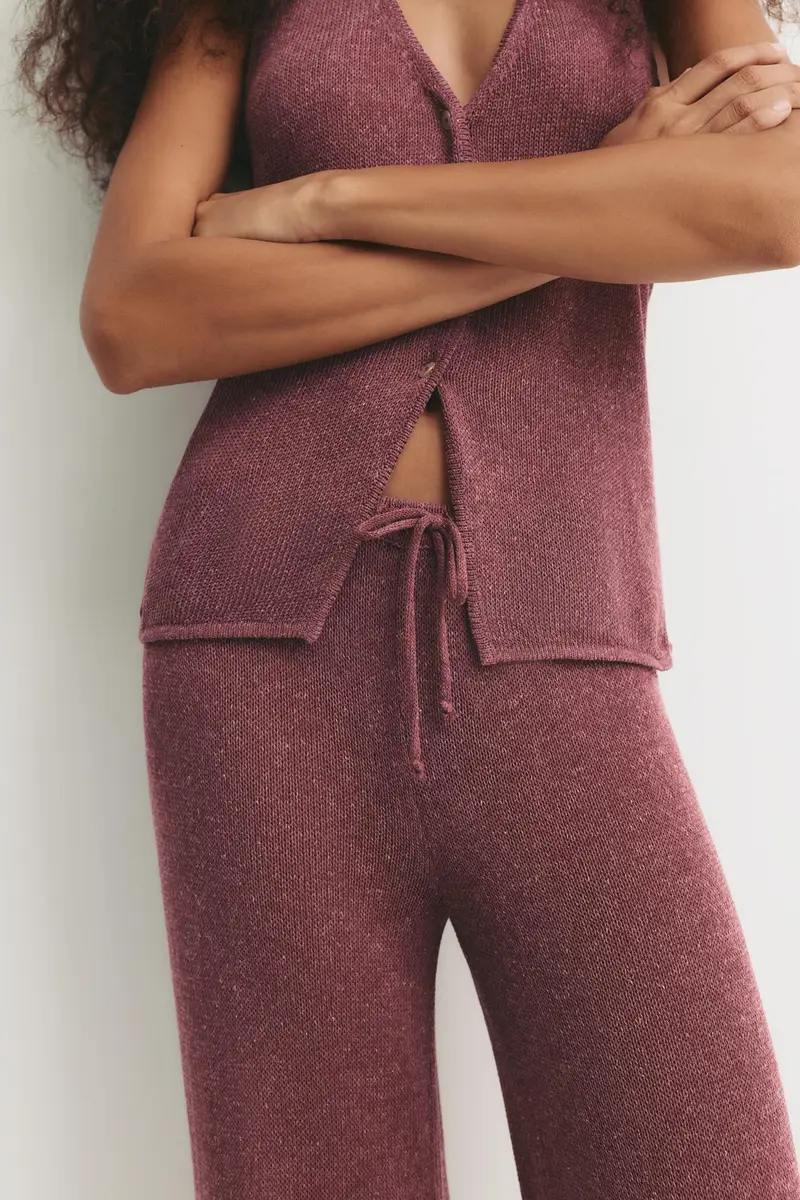 Pantaloni Morbidi In Maglia Granata chiaro miniatura 3