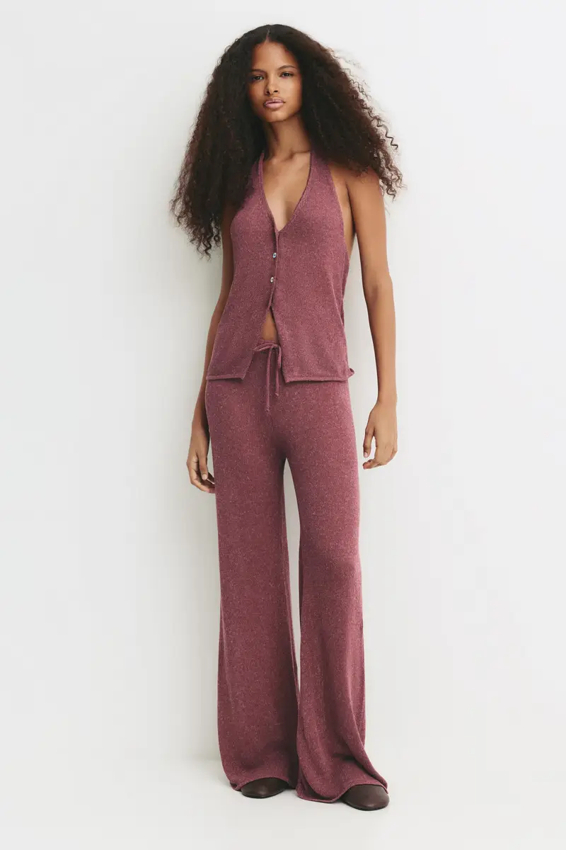 Pantaloni Morbidi In Maglia Granata chiaro