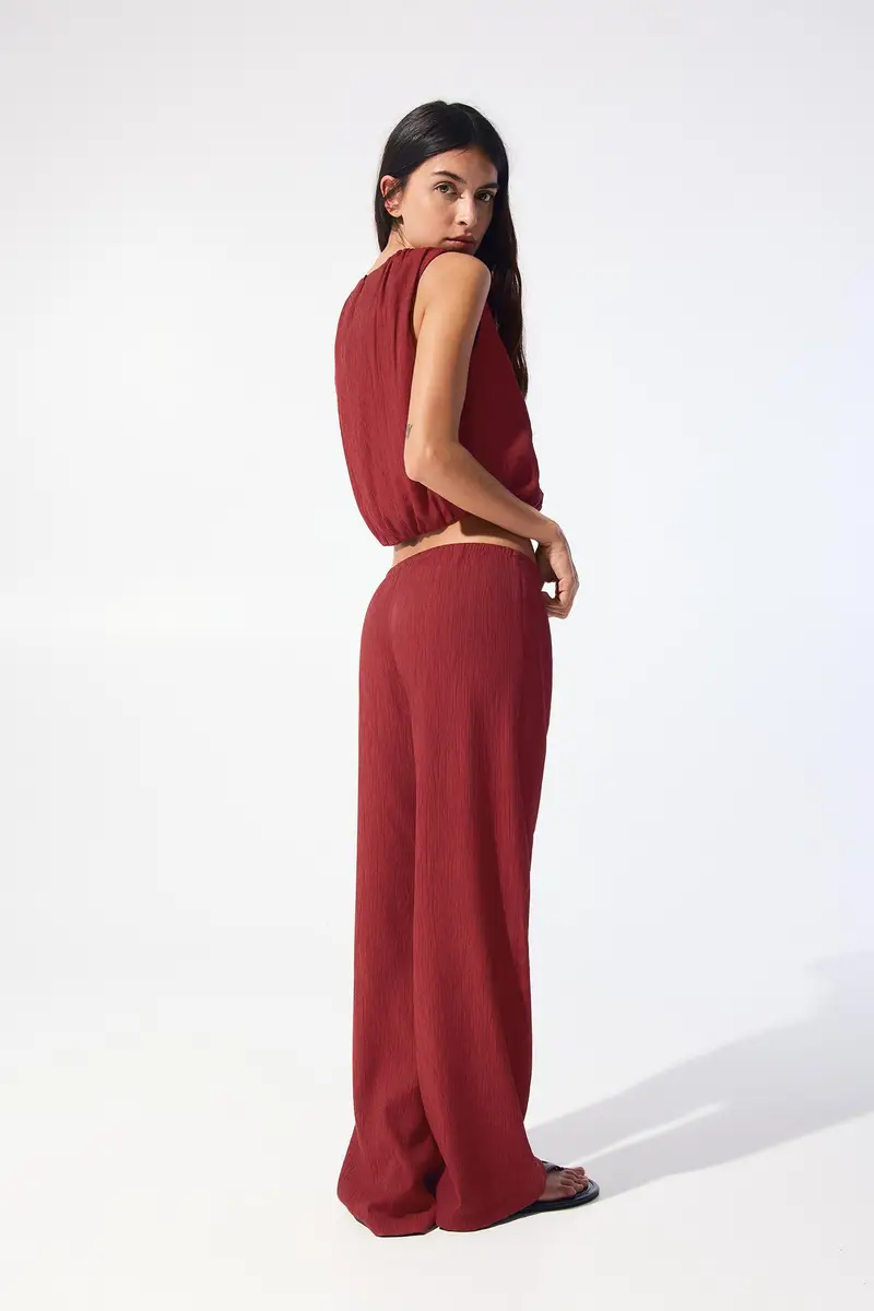 Pantaloni Pigiama Misto Lino Granata chiaro miniatura 2