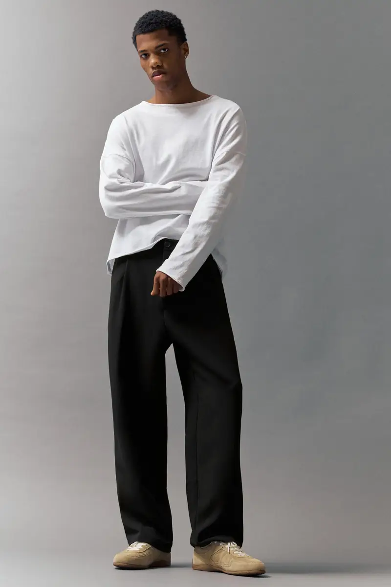 Pantaloni Tailored Con Pinces Nero