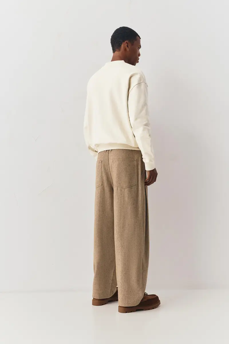 Pantaloni Tailored Fit Con Lana Marrone tostato miniatura 3