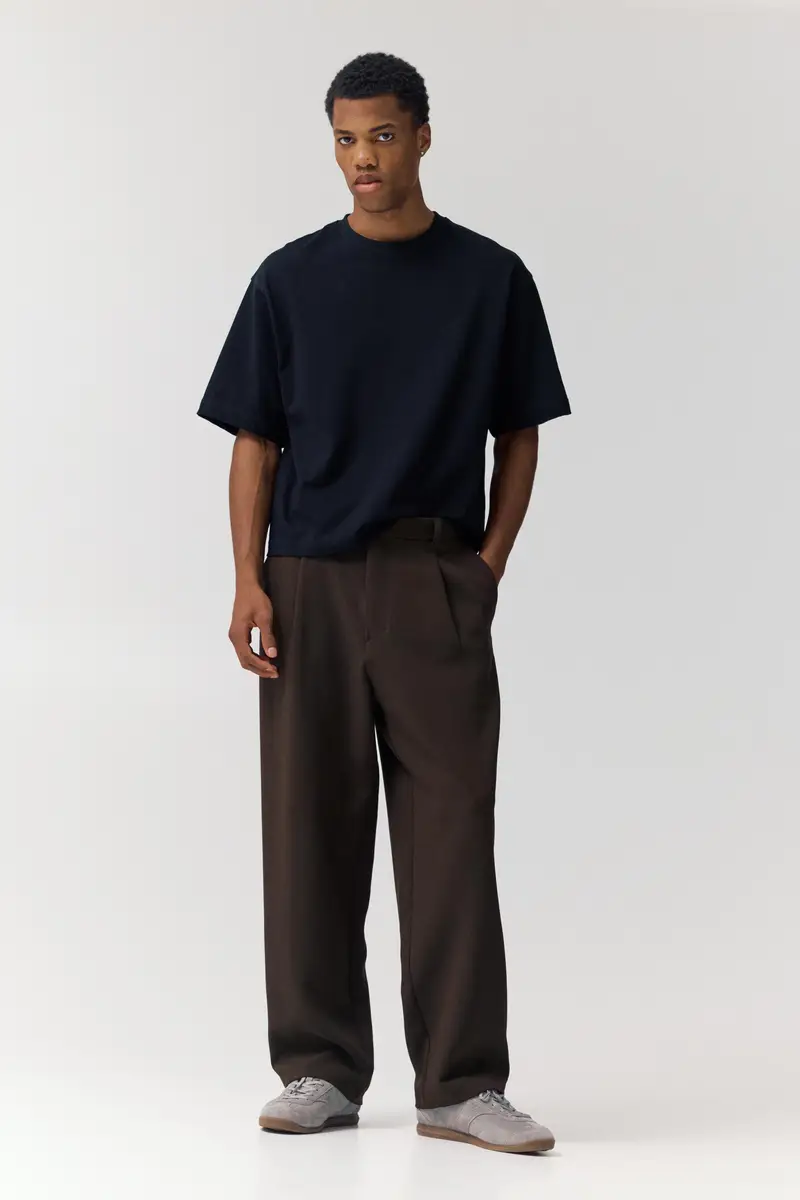 Pantaloni Tailored Fit Con Pinces Cioccolato miniatura 2