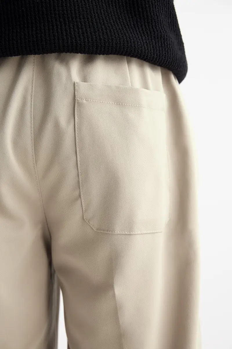 Pantaloni Tailored Fit Wide Leg Beige miniatura 2