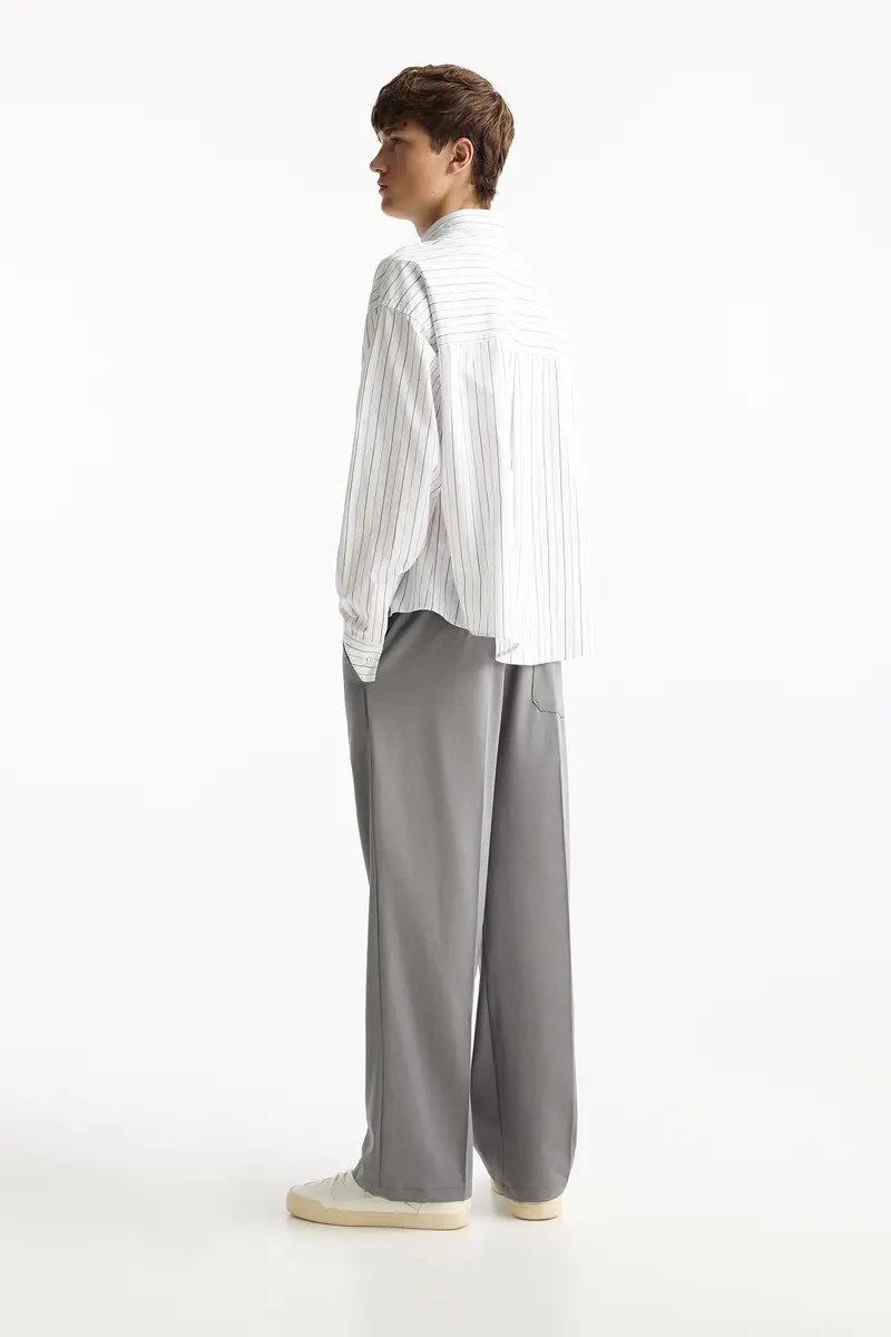 Pantaloni Tailored Fit Wide Leg Grigio miniatura 2