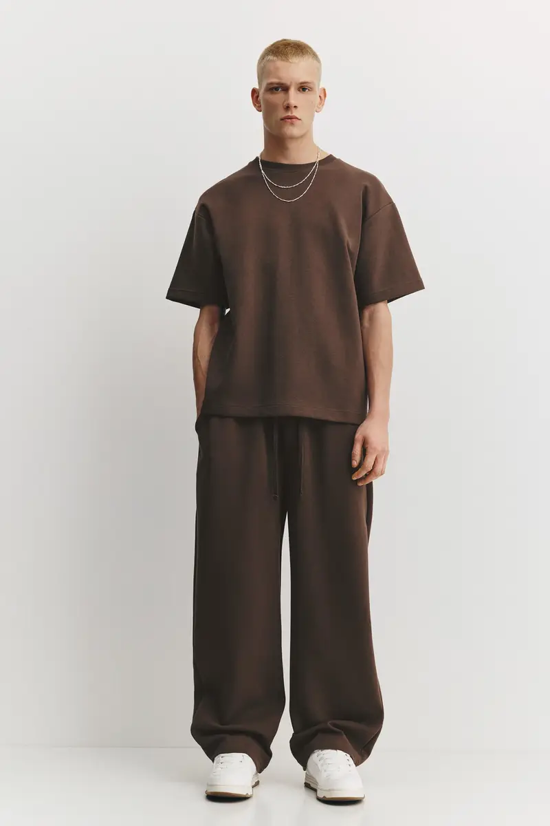 Pantaloni Tuta A Palloncino Interlock Marrone chiaro