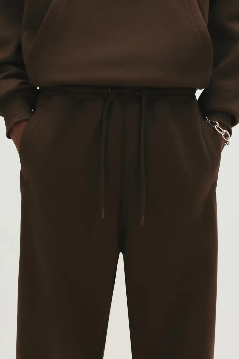 Pantaloni Tuta Baggy Basici Marrone miniatura 3