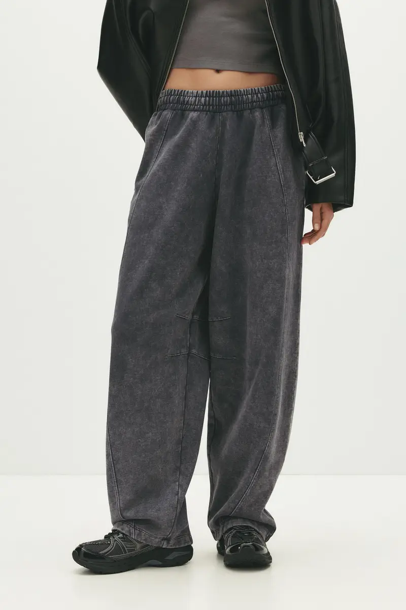 Pantaloni Tuta Barrel Nero lavato miniatura 2