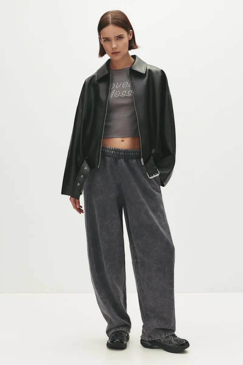 Pantaloni Tuta Barrel Nero lavato