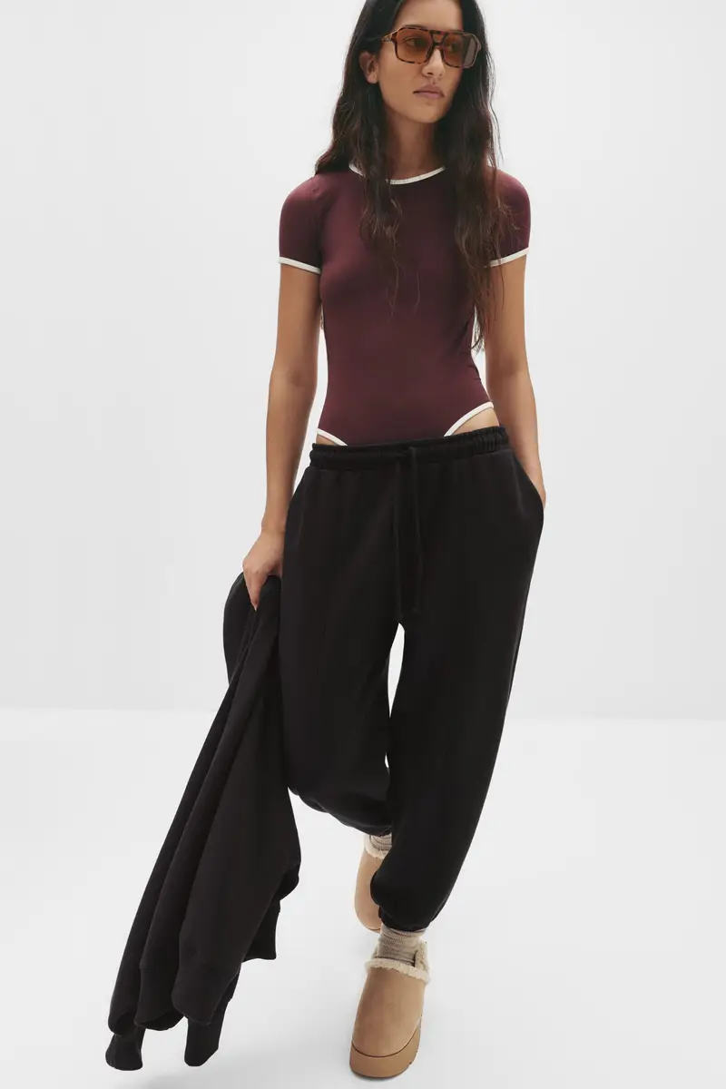 Pantaloni Tuta Con Polsino Nero