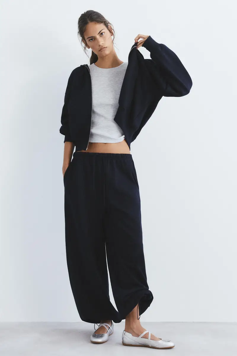 Pantaloni Tuta Gamba Larga Blu marino