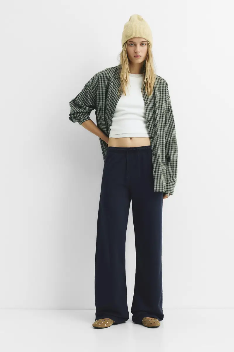 Pantaloni Tuta Gamba Larga Blu marino