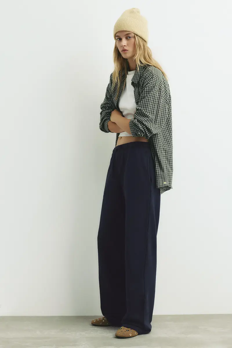 Pull&bear Pantaloni Tuta Gamba Larga Blu Marino