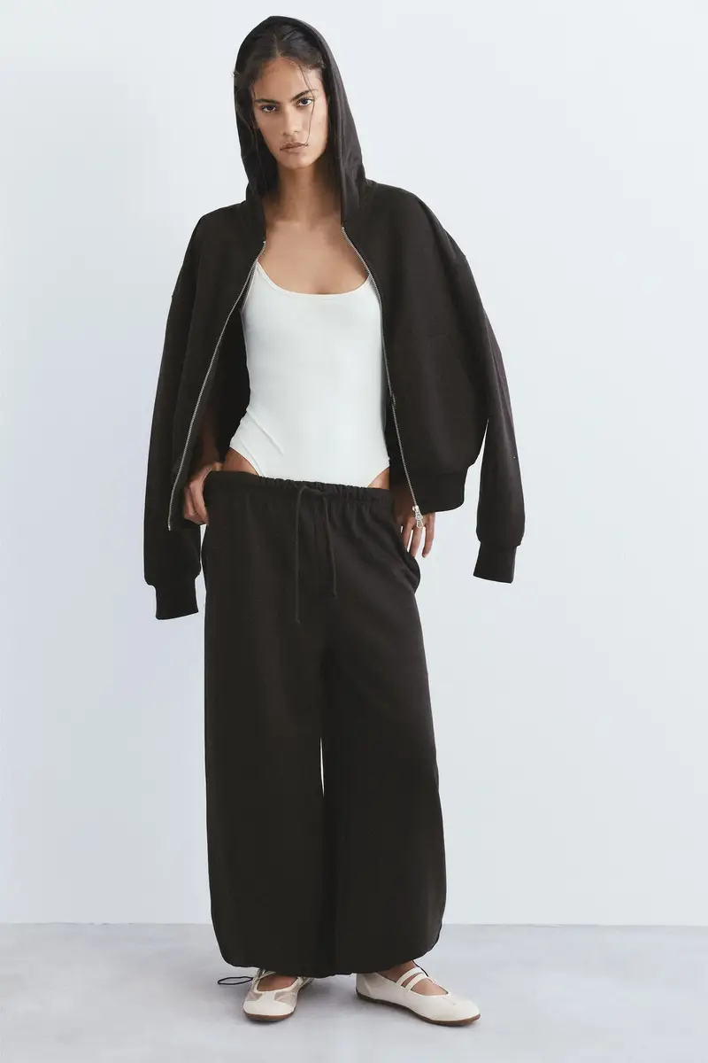 Pantaloni Tuta Gamba Larga Marrone