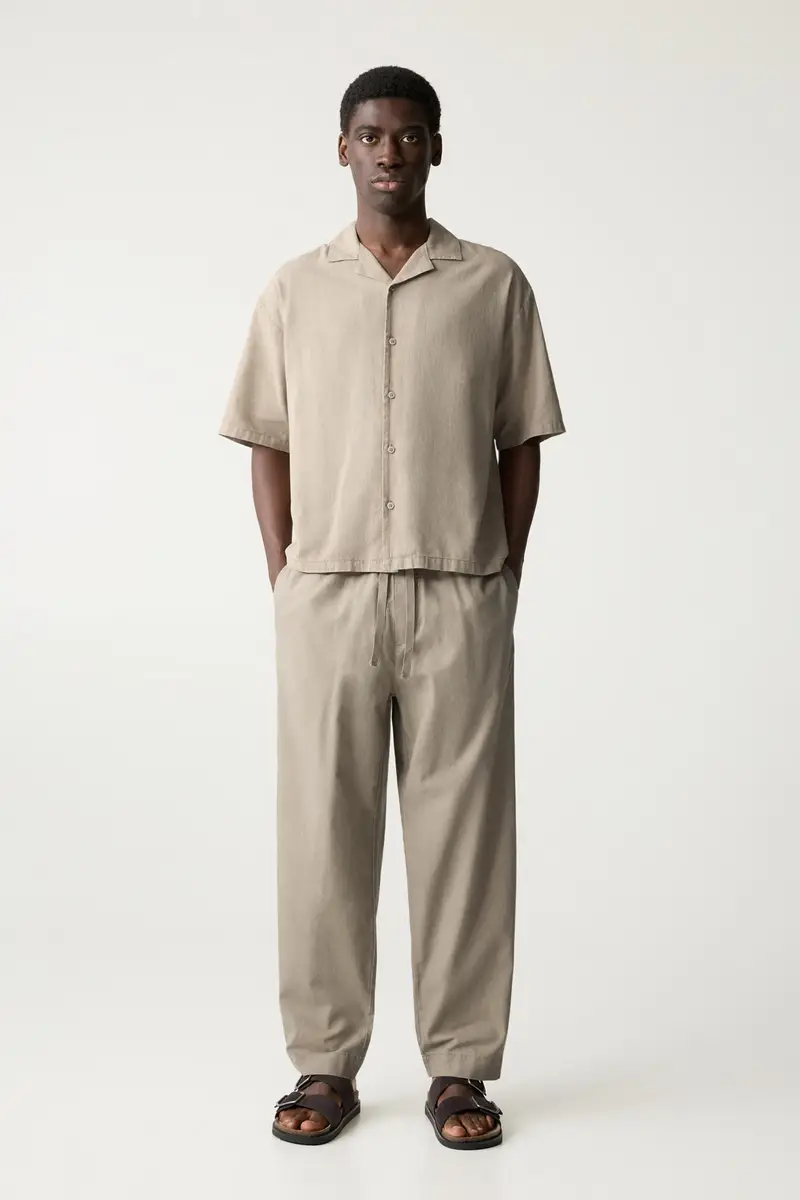 Pantaloni Tuta Misto Lino Grigio topo