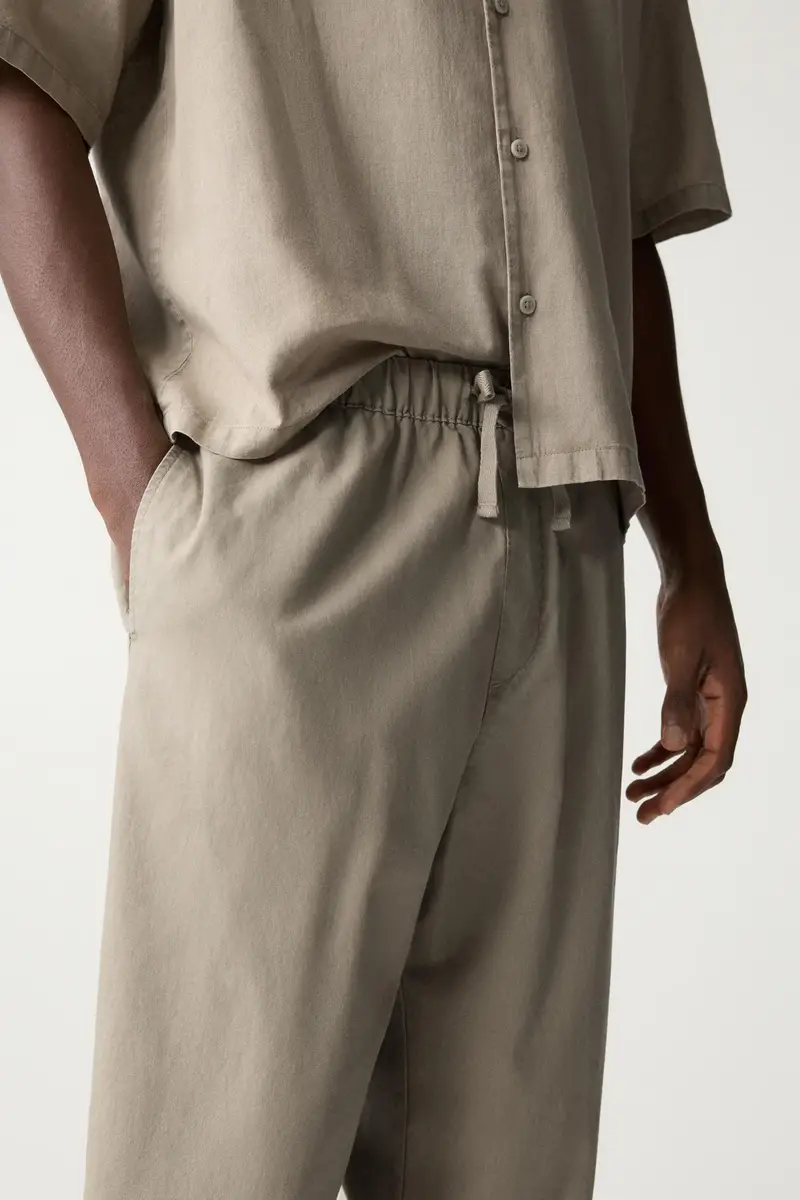 Pantaloni Tuta Misto Lino Grigio topo miniatura 3