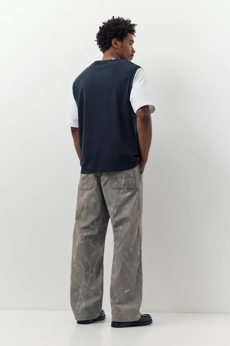 Pantaloni Wide Leg Stampati Grigio miniatura 2