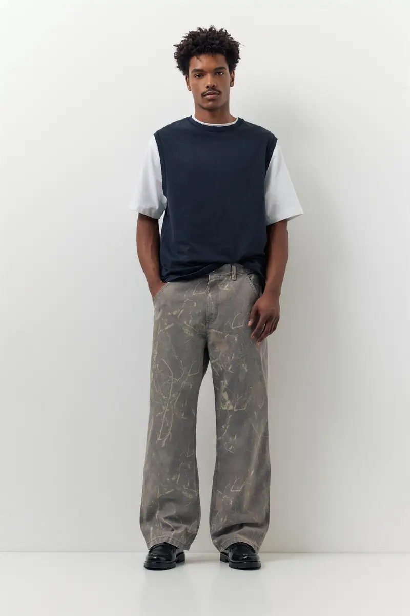 Pantaloni Wide Leg Stampati Grigio