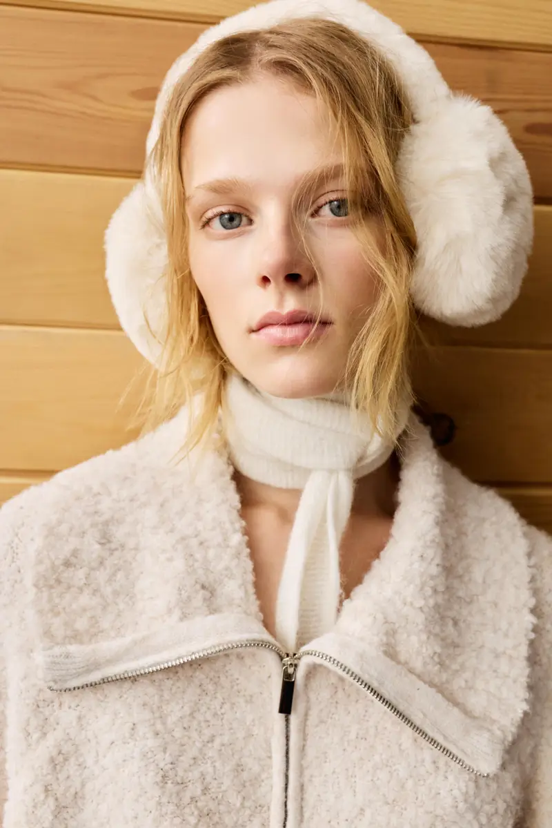 Paraorecchie In Pelliccia Sintetica Beige miniatura 2