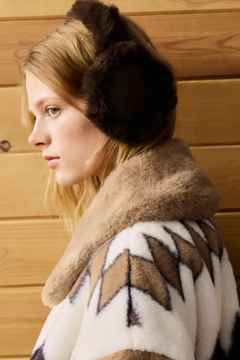 Paraorecchie In Pelliccia Sintetica Marrone oscuro miniatura 2