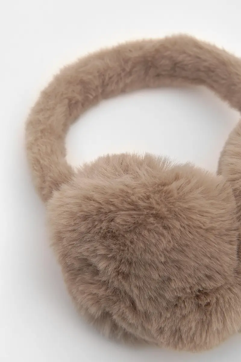 Paraorecchie In Pelliccia Sintetica Marrone topo miniatura 3