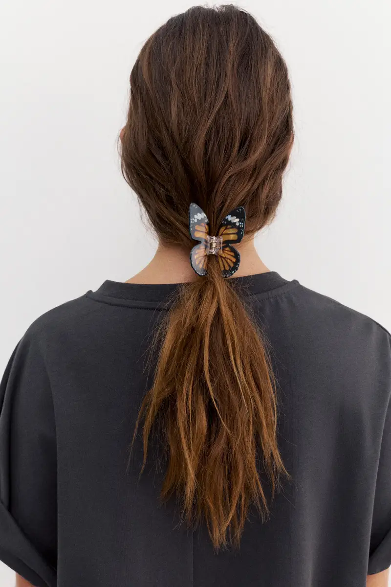 Pinza Per Capelli A Farfalla Giallo miniatura 2