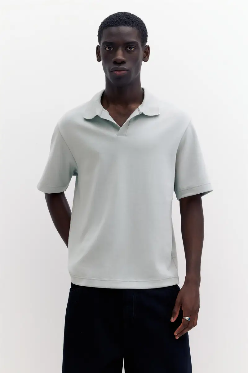 Polo A Maniche Corte Interlock Azzurro verdoso