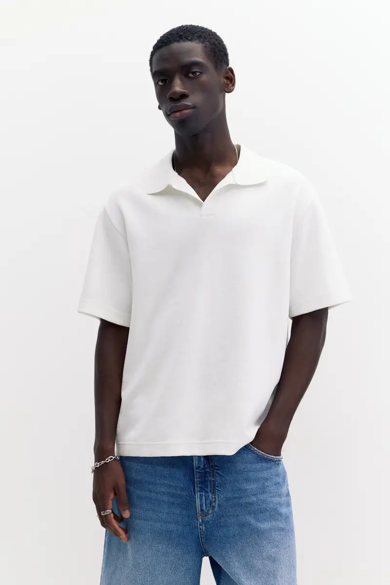 Polo A Maniche Corte Interlock Bianco rotto