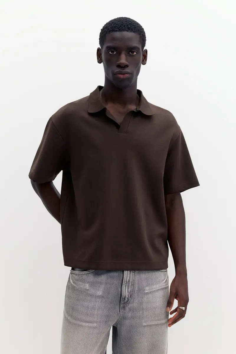 Polo A Maniche Corte Interlock Marrone