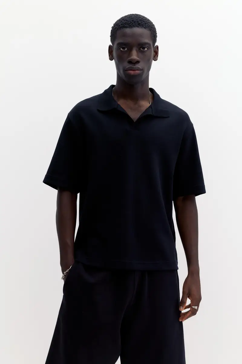 Polo A Maniche Corte Interlock Nero