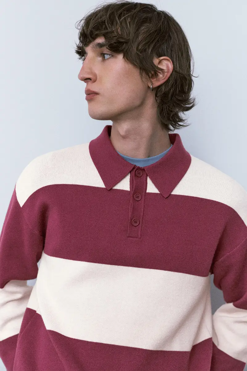 Pull&Bear Polo Bordeaux 4236000 miniatura 3