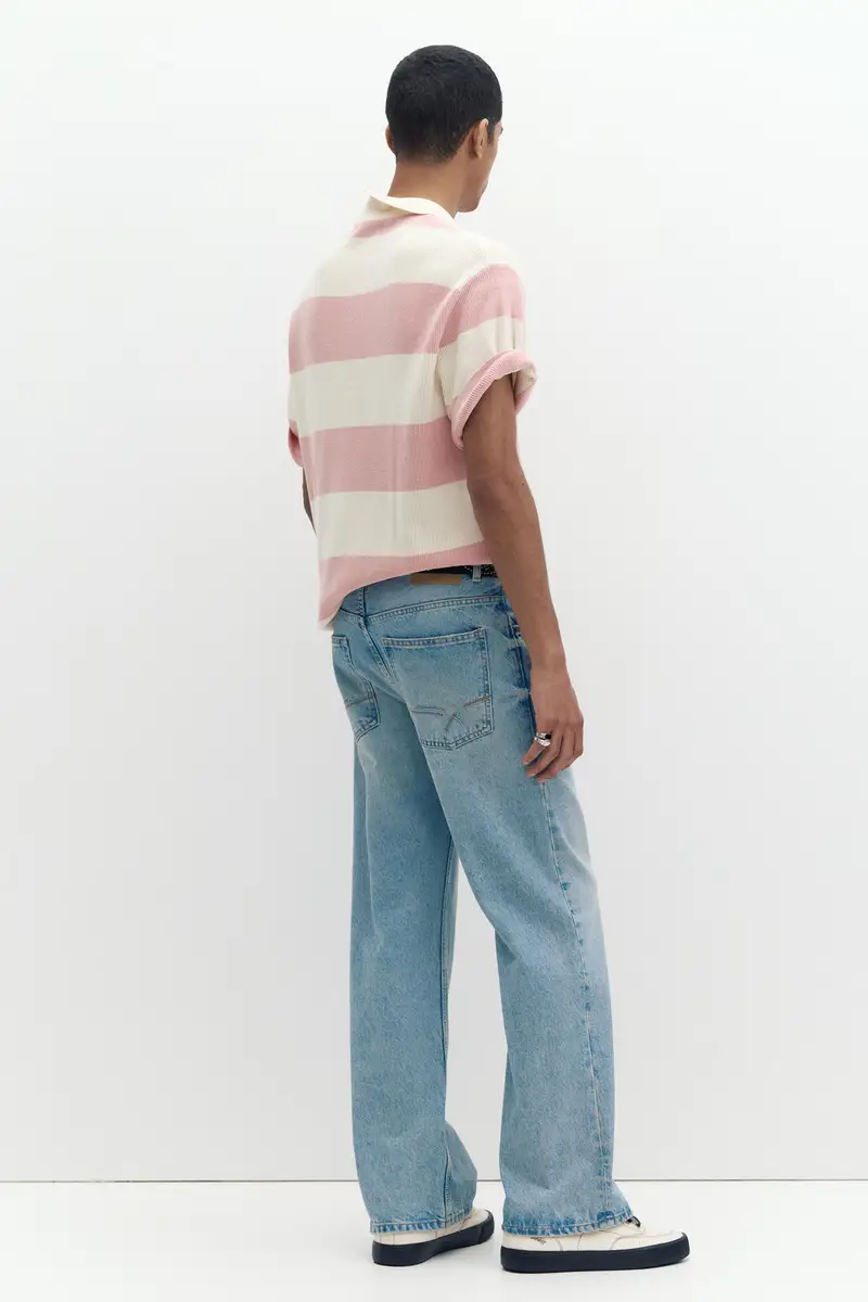 Polo Con Pannelli E Testo Ricamato Rosa miniatura 2