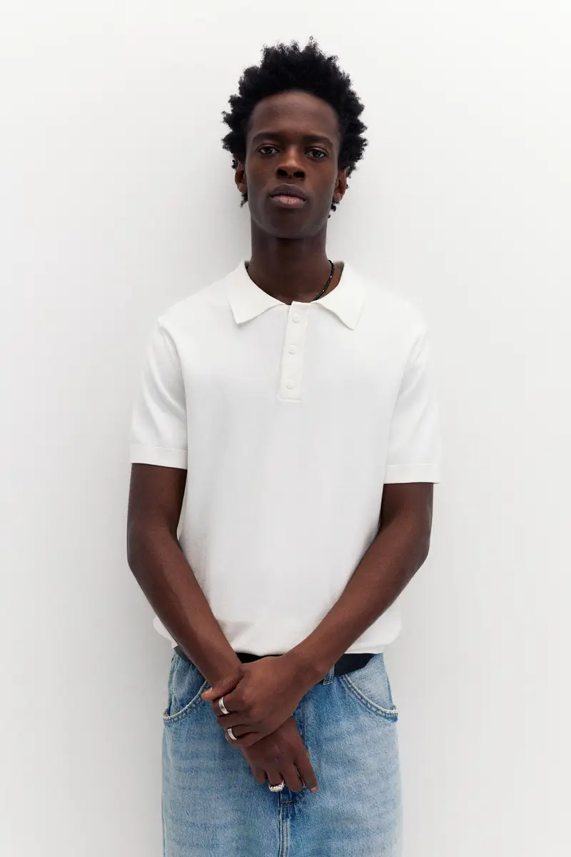 Polo In Maglia A Maniche Corte Bianco rotto miniatura 2