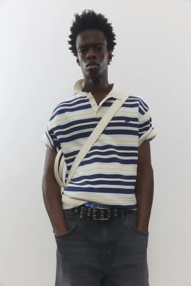 Polo In Maglia A Righe Stwd Bianco rotto