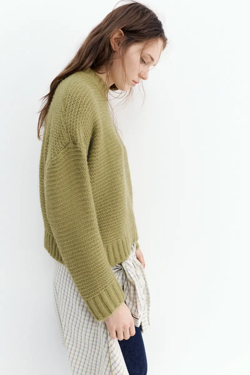 Pullover A Maglia Spessa Verde
