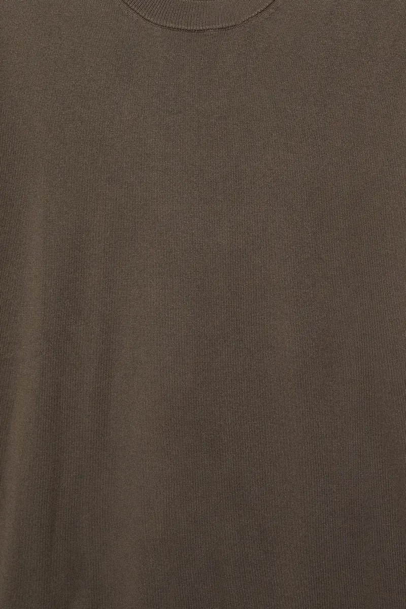 Pullover A Maniche Corte Marrone topo miniatura 3