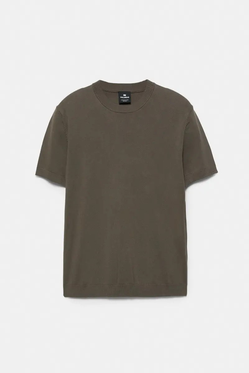 Pullover A Maniche Corte Marrone topo